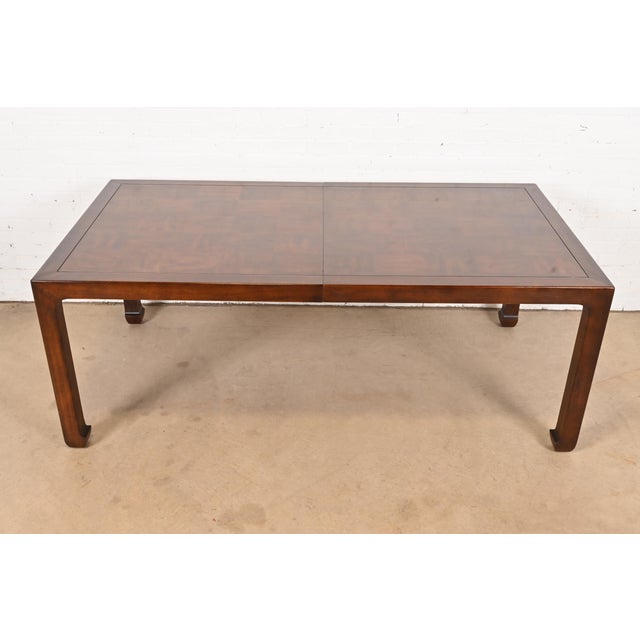 Henredon Mid-Century Hollywood Regency Chinoiserie Sculpted Walnut Extension Dining Table, Circa 1970s For Sale In South Bend - Image 6 of 12