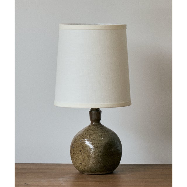 Vintage small scale ceramic lamp, France. This green / brown ceramic lamp is the perfect little lamp to add charm to your...