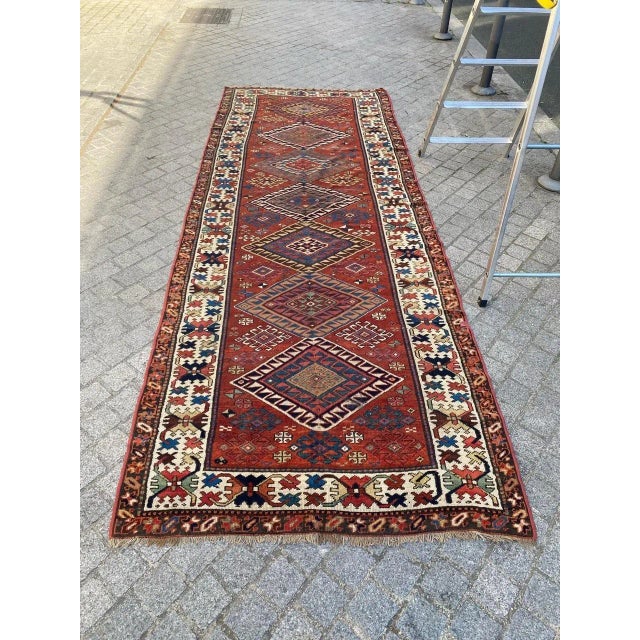 Antique Caucasian Kazak Runner For Sale - Image 5 of 18