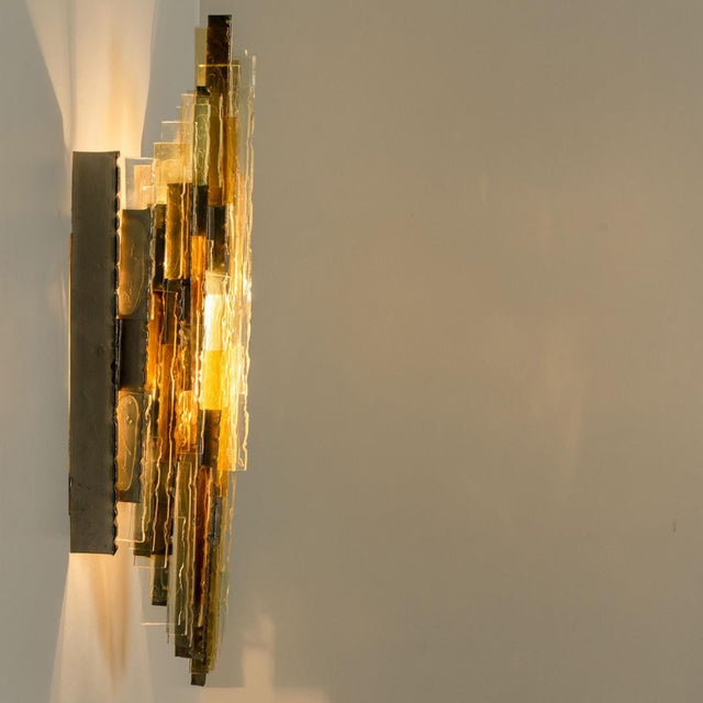 Sculpted Glass Silver Yellow Wall Light from Poliarte, Italy, 1970s For Sale - Image 6 of 13