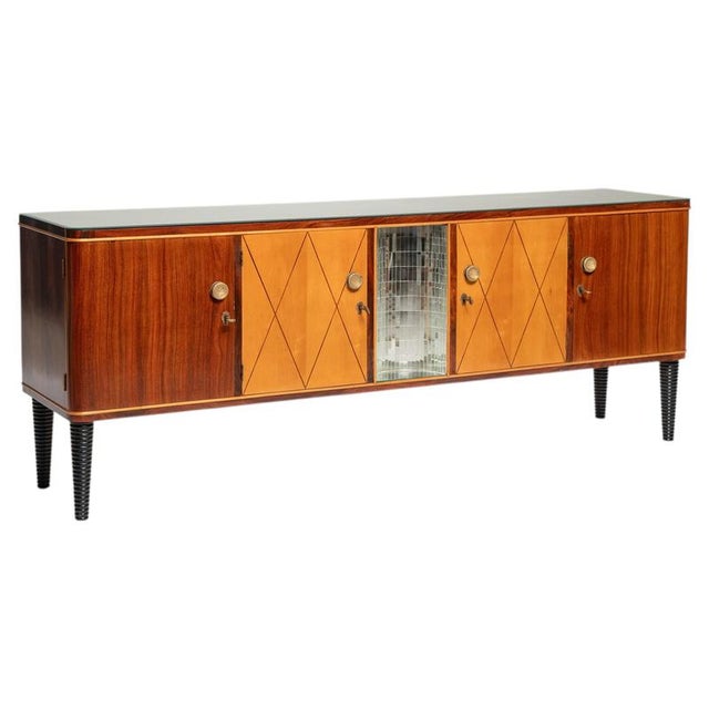 Art Deco Walnut and Maple Sideboard with Handles, 1940 For Sale - Image 14 of 14