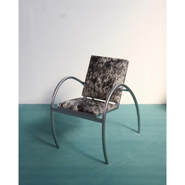 Metal 1980s Cowhide Armchair Attributed to Domingo & Scali for Nemo For Sale - Image 7 of 7