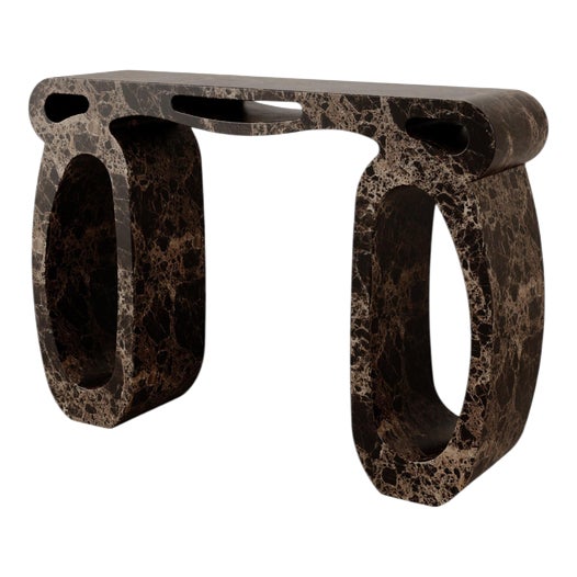 Emperador Brown Marble Soie Console by Esther Knopfler For Sale