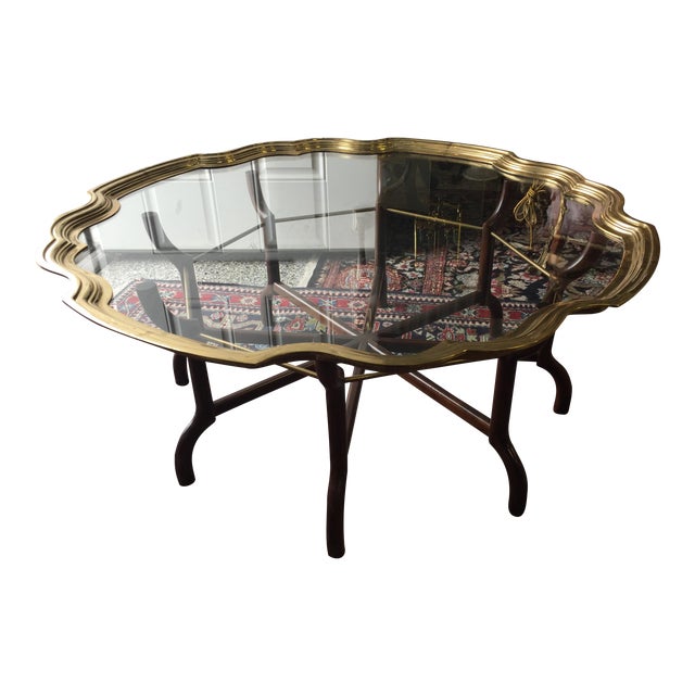 Baker Brass & Glass Tray Coffee Table | Chairish