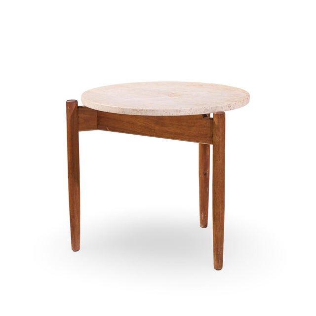 Jens Risom Mid Century Travertine Top Side End Table For Sale In Chicago - Image 6 of 7
