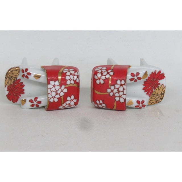 Mid 20th Century Mid 20th Century Ceramic Salt and Pepper Shakers Miniature Pokkuri Clog Sandals - a Pair For Sale - Image 5 of 8