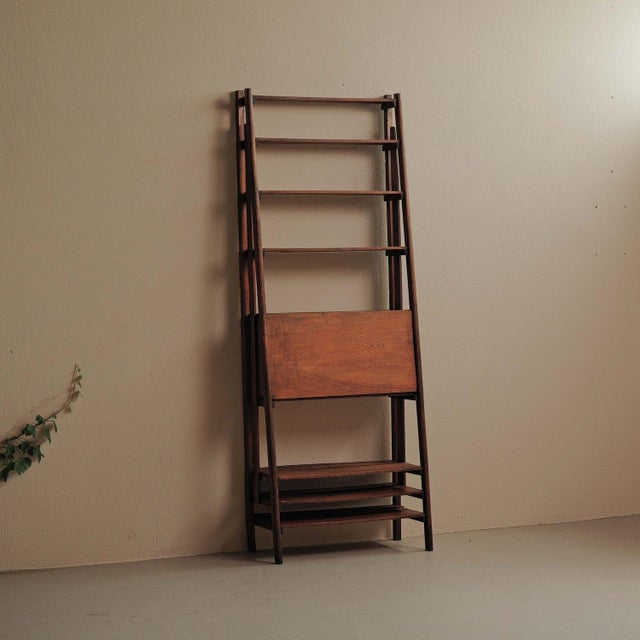 Architectural Pine and Oak Secretary Bookcase, France, 1960 For Sale - Image 14 of 18