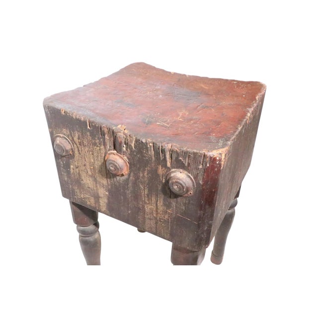 Brown Antique 19th C. Butcher Block Table For Sale - Image 8 of 12