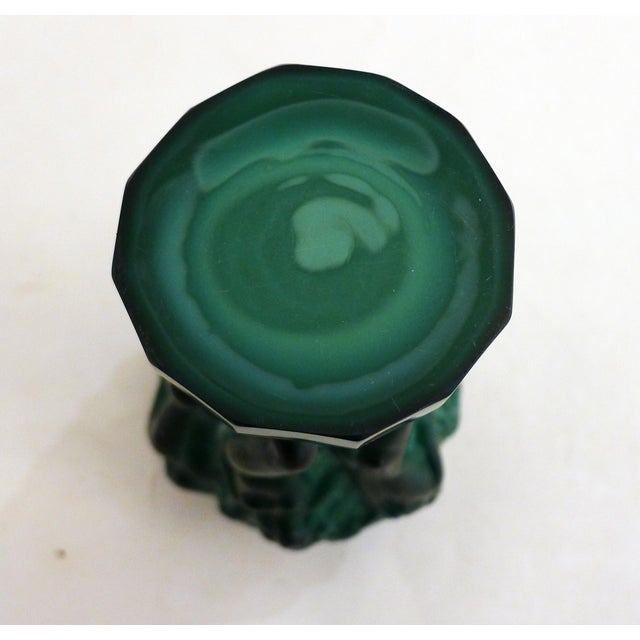 Small Czech Art Deco Vasein Malachite Green Opaline Glass with Bacchantes attributed to Heinrich Hoffmann, 1930s For Sale - Image 6 of 13