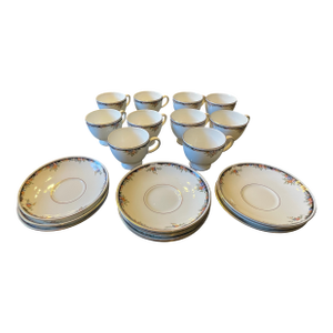 1980s Wedgewood Osborne China Coffee/Teacups/Saucers for 10