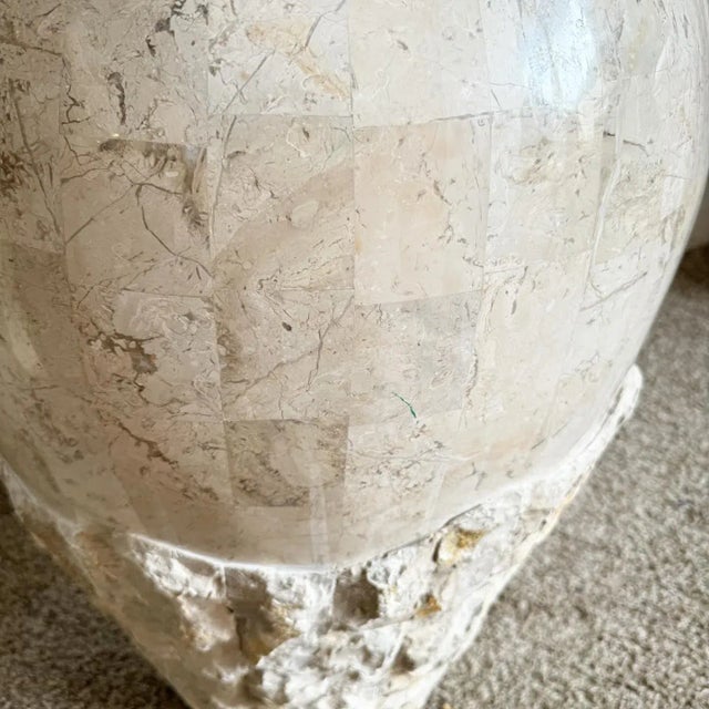 1990s Postmodern Polished and Raw Tessellated Stone Floor Vase For Sale - Image 5 of 8