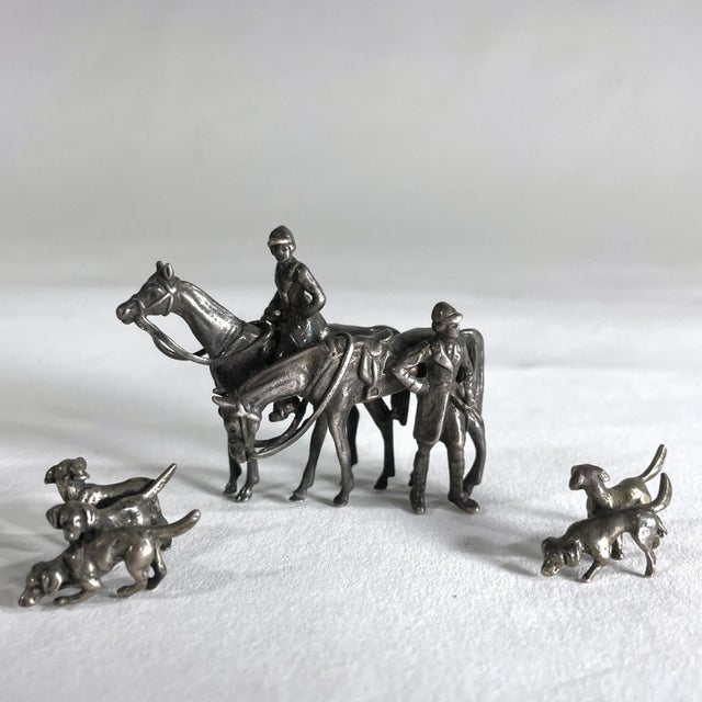 Western European Sterling Silver Miniatures - Hunting Scene With Horses & Dogs - Late 19th Century For Sale In Buffalo - Image 6 of 6