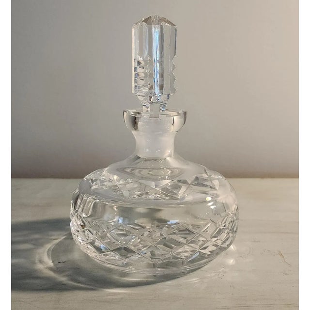 1960s Vintage Cut Crystal Perfume Bottle With Stopper Diamond Faceted Waterford Style For Sale - Image 5 of 8