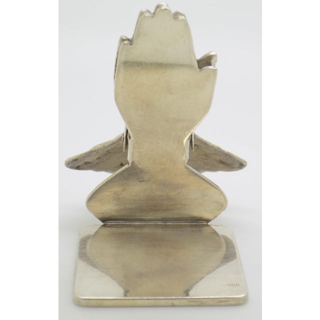 Metal 1970s Vintage Italian Handmade Genuine Silver Figural Hand Desk Memo Clip From Florence For Sale - Image 7 of 14