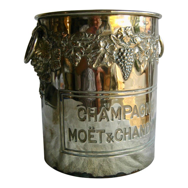 Mid 20th Century French Vintage Silver Plate Moet Et Chandon Champagne Bucket For Sale