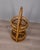 Bamboo and wicker bar basket, with bottle holder on the lower level, Italian design, 1960s.