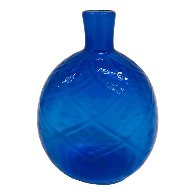 1930s Hand Blown Cobalt Glass Bottle For Sale