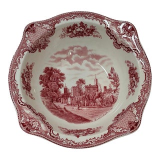 Johnson Brothers Old Britain Castles Red Earthenware Serving Bowl 9" Crown Stamp For Sale