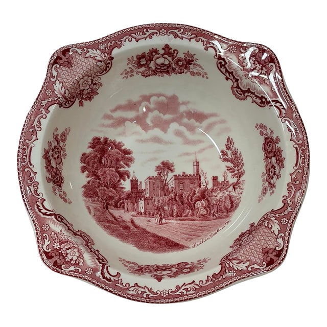 Johnson Brothers Old Britain Castles Red Earthenware Serving Bowl 9" Crown Stamp For Sale