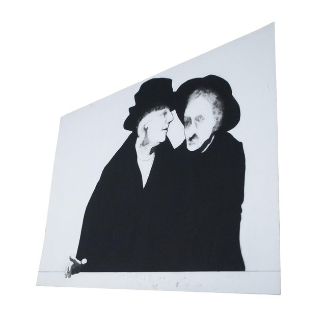 Rare vintage 1975 black and white etching titled Subtle situation #2" by Charles Roth. Depicts a pair of figures in early...