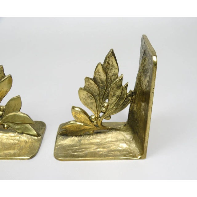 Brutalist Style Bronze Bookends with Floral Elements, 1970s, Set of 2 For Sale - Image 11 of 18