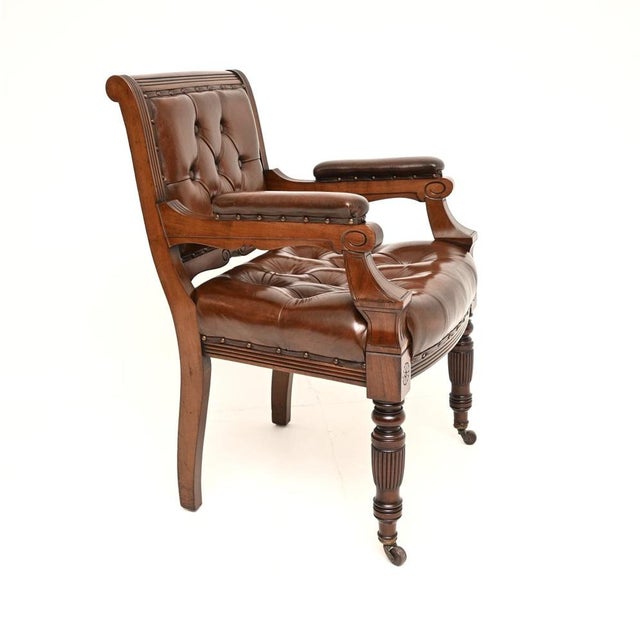 Late 19th Century Antique Victorian Library Desk Chair, 1870 For Sale - Image 5 of 11