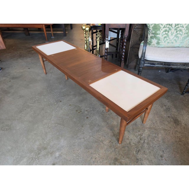1950s Mid 20th Century Rectangular Coffee Table With Laminate Insets by American of Martinsville For Sale - Image 5 of 14