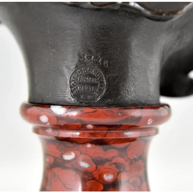 Antique Bronze Bust of a Smiling Child by Jean Antoine Injalbert, France, 1900s For Sale - Image 9 of 11