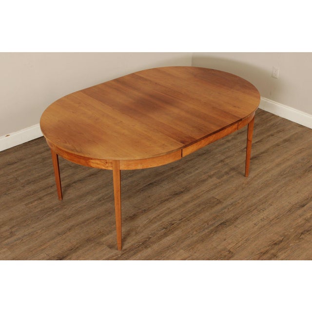 Custom Quality Round Top Cherry Dining Table on Square Tapered Legs, Includes One Leaf