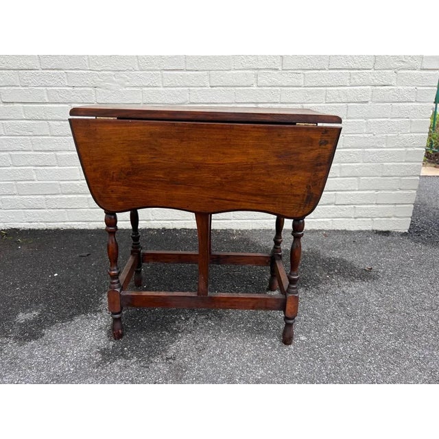 Brown Early 20th Century Antique Pine Drop Leaf Table For Sale - Image 8 of 11