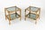 Midcentury amazing pair of side tables or bedside tables with two-tier in bamboo, rattan and smoked glass. Made in Italy...