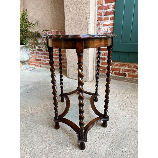 Brown Antique English Oval Side Center Table Barley Twist Tiger Oak Jacobean C1920 For Sale - Image 8 of 12