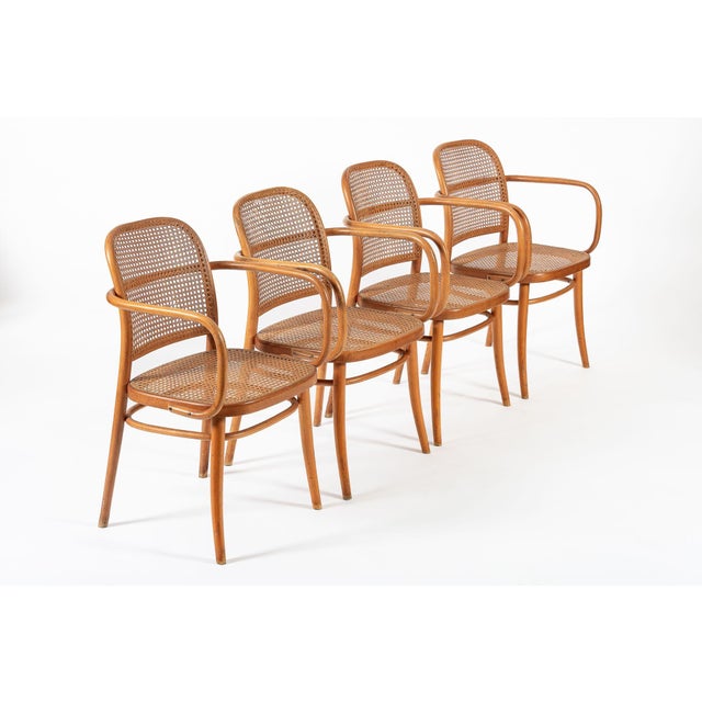Vintage Bent Wood & Wicker Cafe Dining Chairs by Josef Hoffman for Ligna For Sale - Image 11 of 17