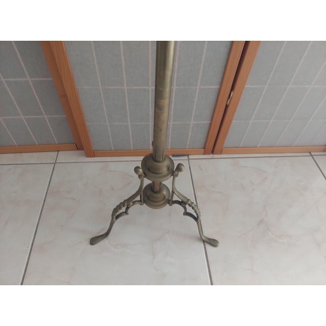 Vintage Art Deco Brass Gentleman's Valey Stand With Cannon Ball 1950's- 1960's Garment Rack. For Sale - Image 9 of 14