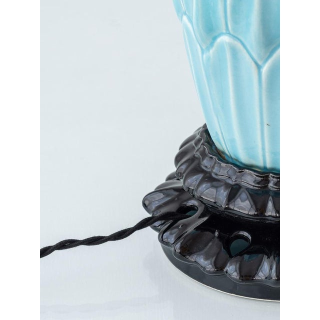 Tall Vintage Casa Pupo Turquoise Botanical Ceramic Table Lamp, 1960s For Sale - Image 16 of 18