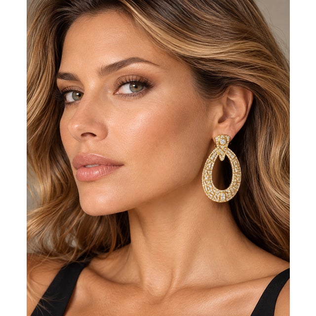 Vintage American 18k Gold 5 Carat Diamond Articulated Hoop Earrings, Pair For Sale - Image 14 of 14