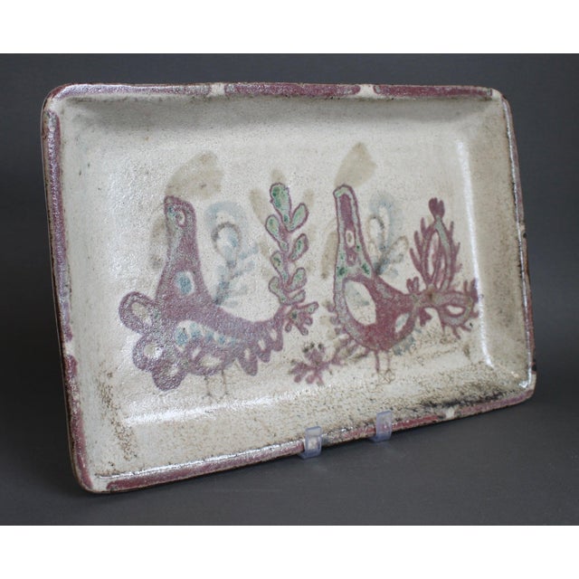 1960s Mid-Century French Ceramic Tray by Gustave Reynaud for Le Mûrier, 1960s For Sale - Image 5 of 13