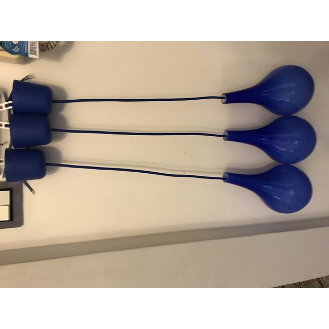 Blue Double-Layer Glass Ceiling Lamps, 1970s, Set of 3 For Sale - Image 11 of 18