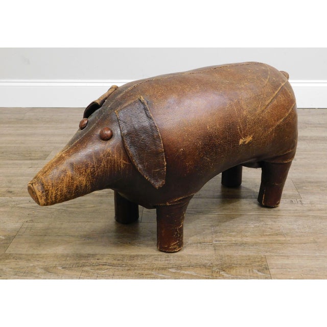 Dimitri Omersa Abercrombie & Fitch Vintage Leather Pig Footstool
