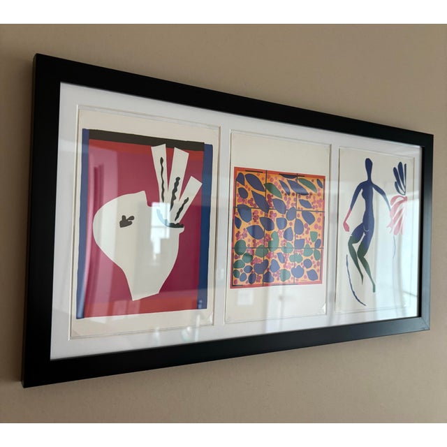 Matisse Prints Framed Matted Matisse postcard prints printed in 1994. Newly matted and framed in a black frame covered in...