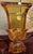 Art Deco Mid 20th Century Josephinenhutte Acanthus Amber Crystal Vase, Orig Sticker For Sale - Image 3 of 3