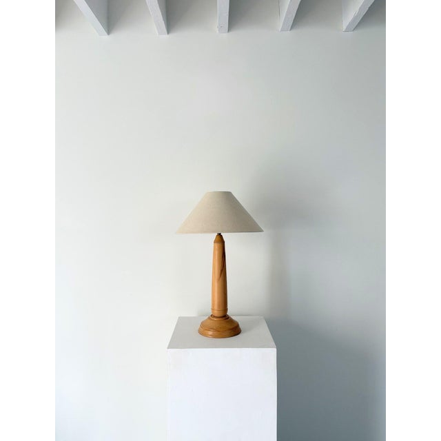 1970s Vintage British Turned Wood Table Lamp, 1970 For Sale - Image 5 of 11