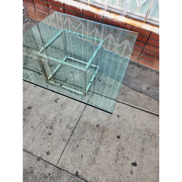 White 1980's Modern Chrome and Glass Coffee Table For Sale - Image 8 of 9