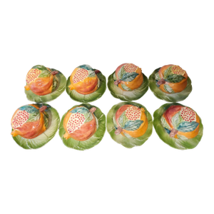 Final Clearance Vietri Pomegranate Tureens With Leaf Plates Trompe l'Oeil Majolica Serving Set for 8 Late 20th Century - Rare Set