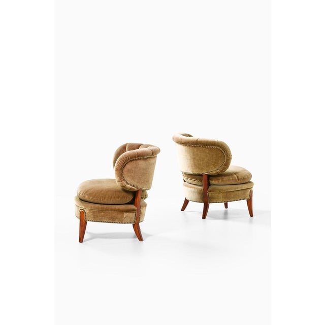 Easy Chairs in Beech and Velvet attributed to Otto Schulz, 1936, Set of 2 For Sale - Image 6 of 7