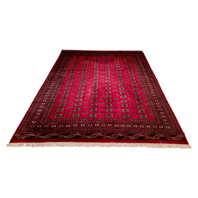 Hand-Knotted Persian Wool Rug 8'3" X 9'11" - Bokhara-Style Gul Pattern For Sale - Image 4 of 13