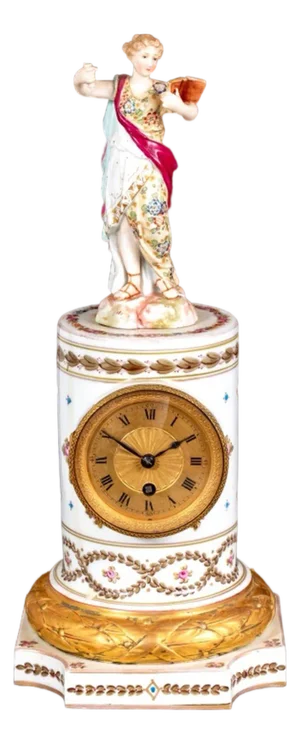 Louis XVI Style Sevres White Ground Figural Clock