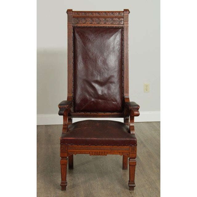 Victorian Antique Victorian Oak High Back Masonic Armchairs - A Pair For Sale - Image 3 of 13