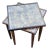 Vintage 1960s Wood Square Stacking Side Tables With Glass Tops, a Pair For Sale