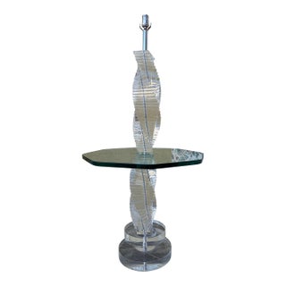 Stacked Lucite Blocks Spiral Floor Lamp in the Karl Springer. Style. Circa 1970s For Sale
